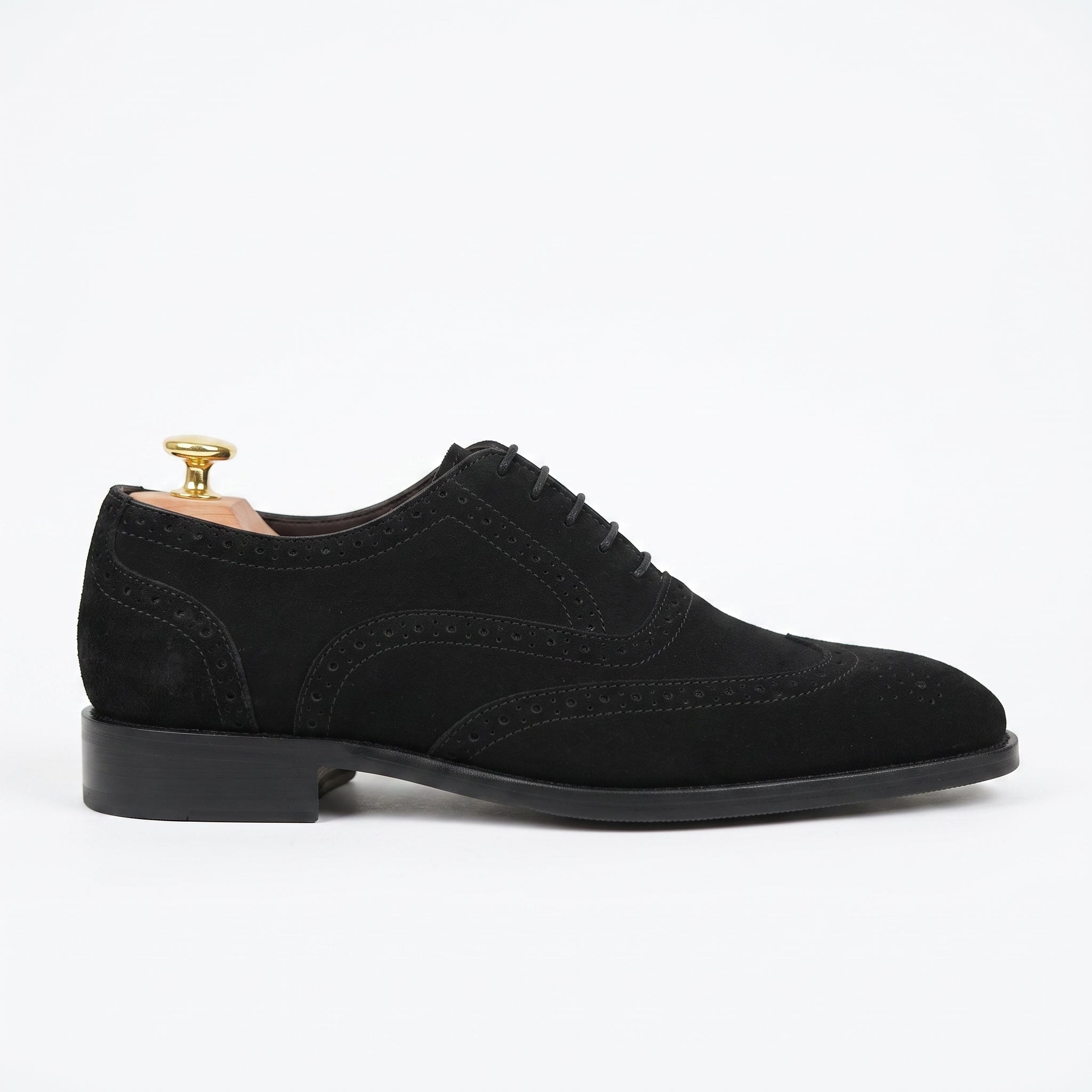 Men's Black Wingtip Suede Oxfords — Foston