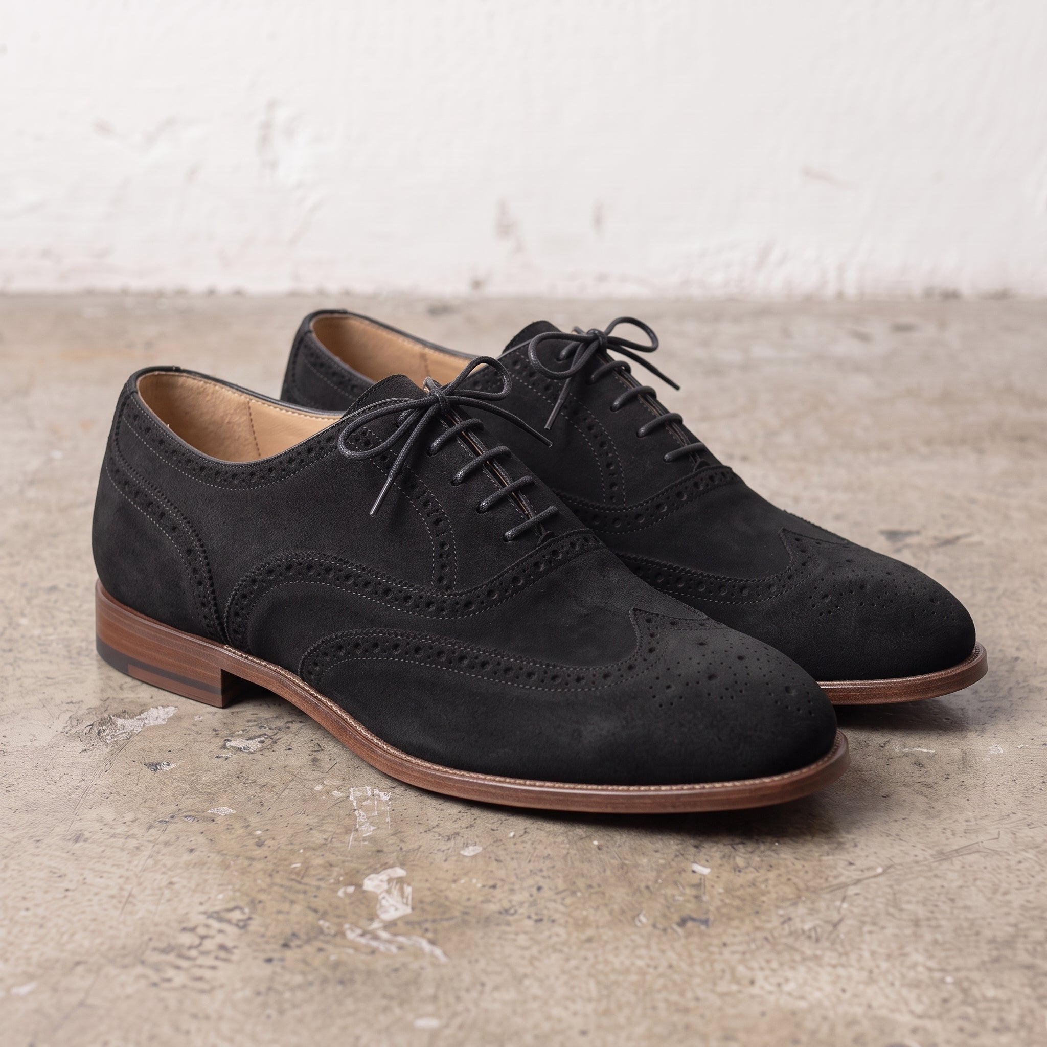 Men's Black Wingtip Suede Oxfords — Galsworthy