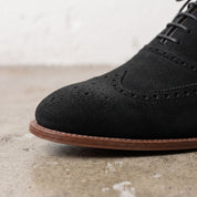 Men's Black Wingtip Suede Oxfords — Galsworthy