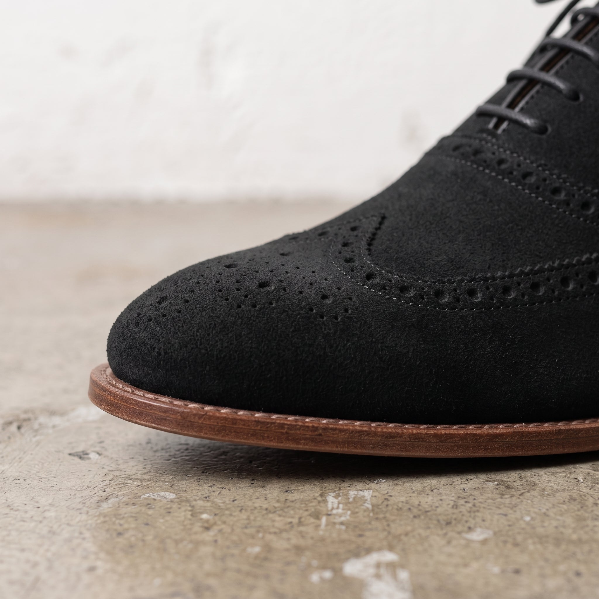 Men's Black Wingtip Suede Oxfords — Galsworthy