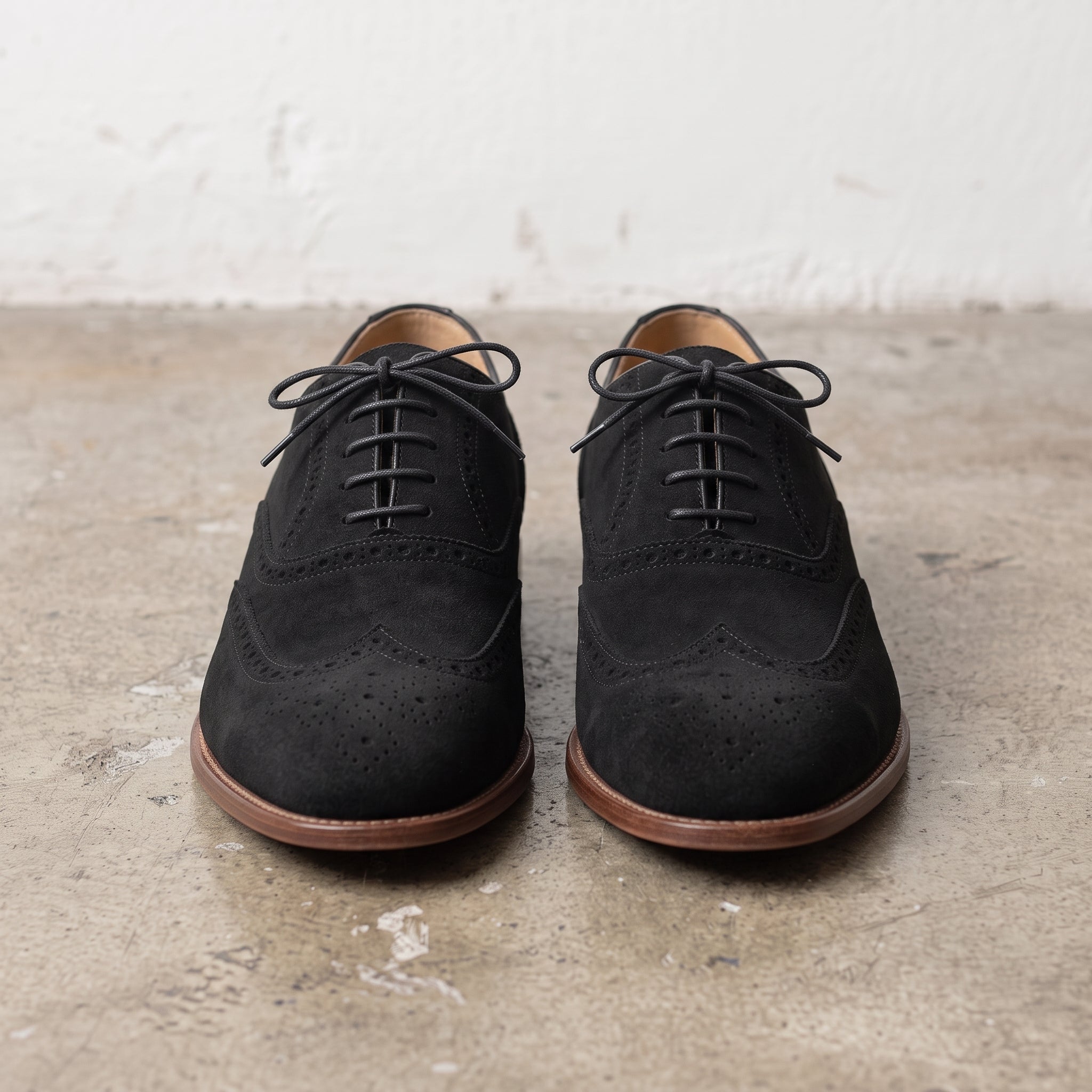 Men's Black Wingtip Suede Oxfords — Galsworthy