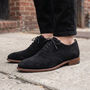 Men's Black Wingtip Suede Oxfords — Galsworthy