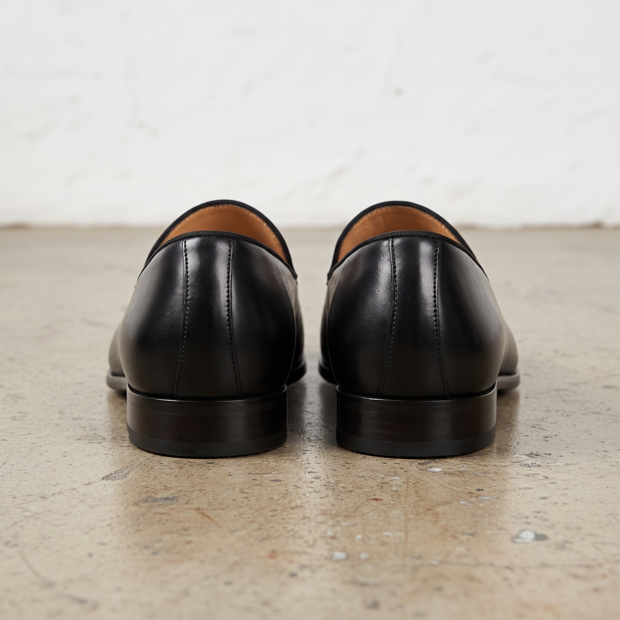 Men's Black Woven-Embossed Leather Loafers — Kesgrave