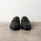 Men's Black Woven Leather Bit Loafers — Hope
