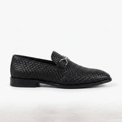 Men's Black Woven Leather Bit Loafers — Hope