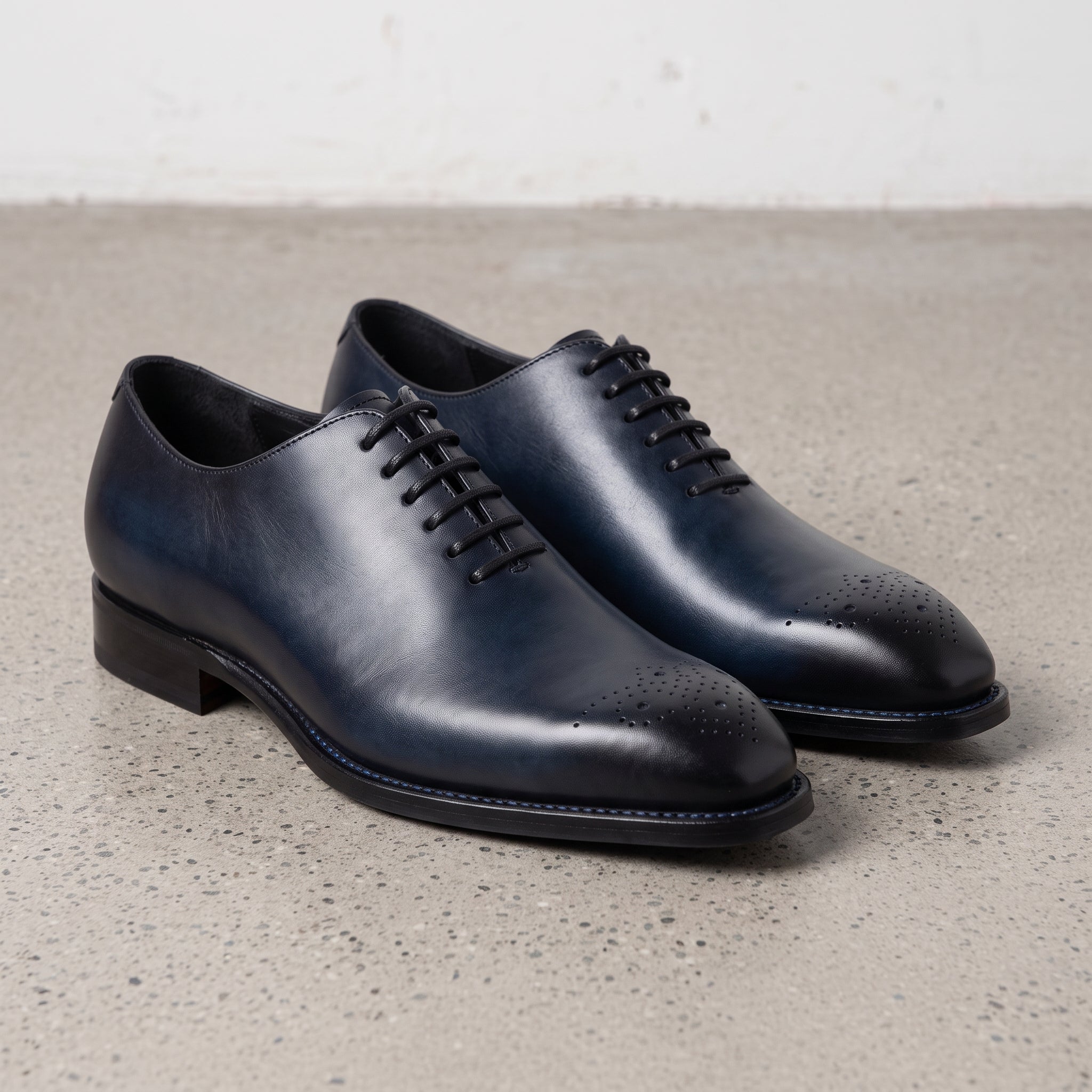 Men's Blue Cap-Toe Leather Oxfords — Hutton