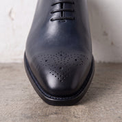 Men's Blue Cap-Toe Leather Oxfords — Hutton