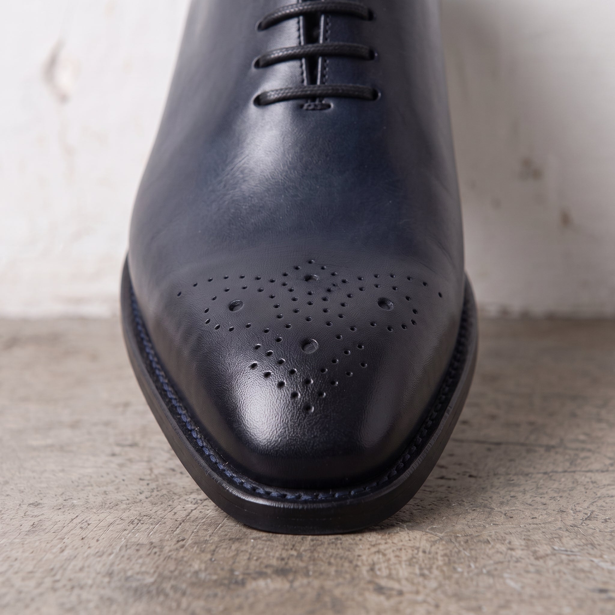 Men's Blue Cap-Toe Leather Oxfords — Hutton