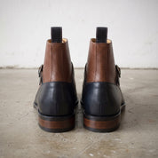 Men's Brown and Black Two-Tone Pebbled Leather Jodhpur Boots — Alston