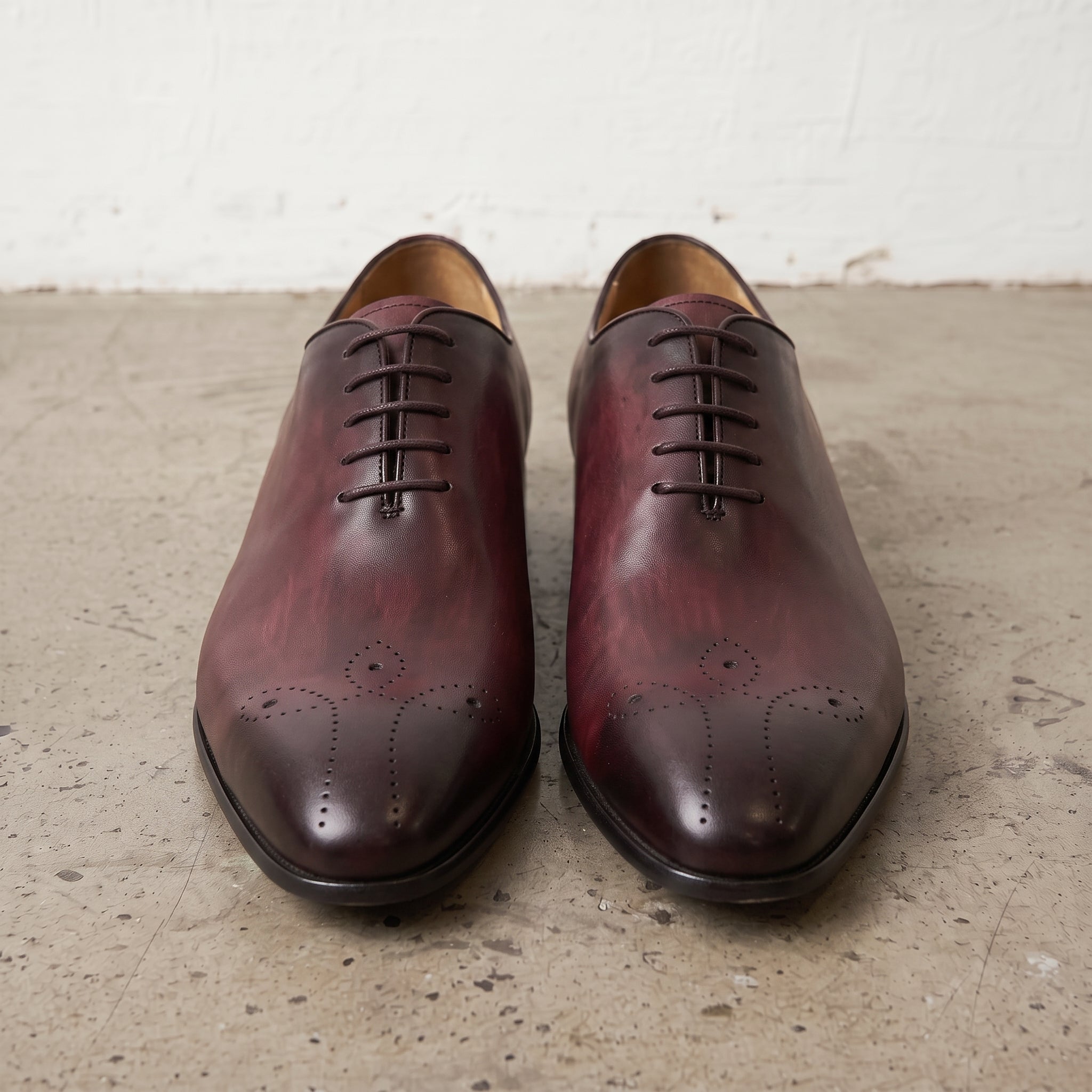 Men's Burgundy and Black Leather Oxfords — Deaton