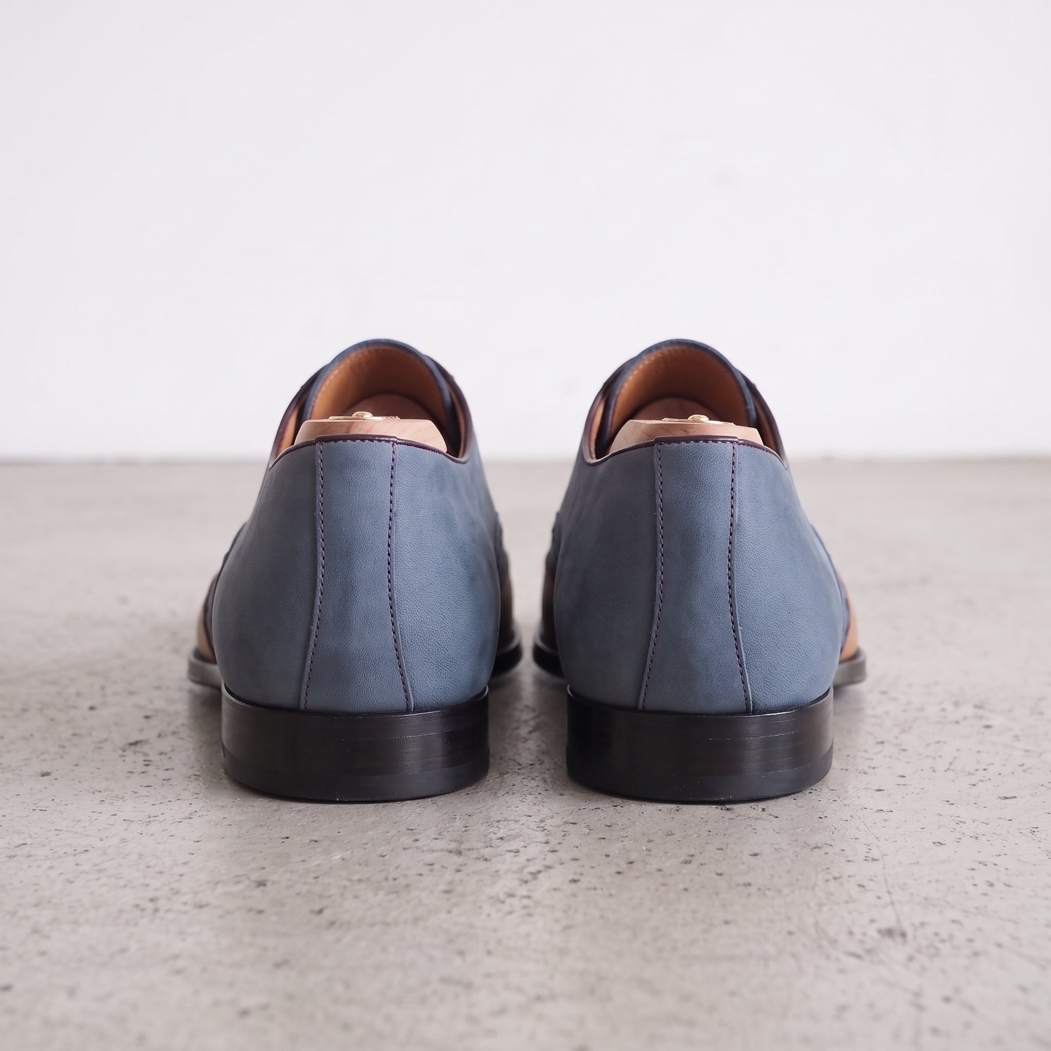 Men's Blue and Tan Wingtip Leather Oxfords — Heron