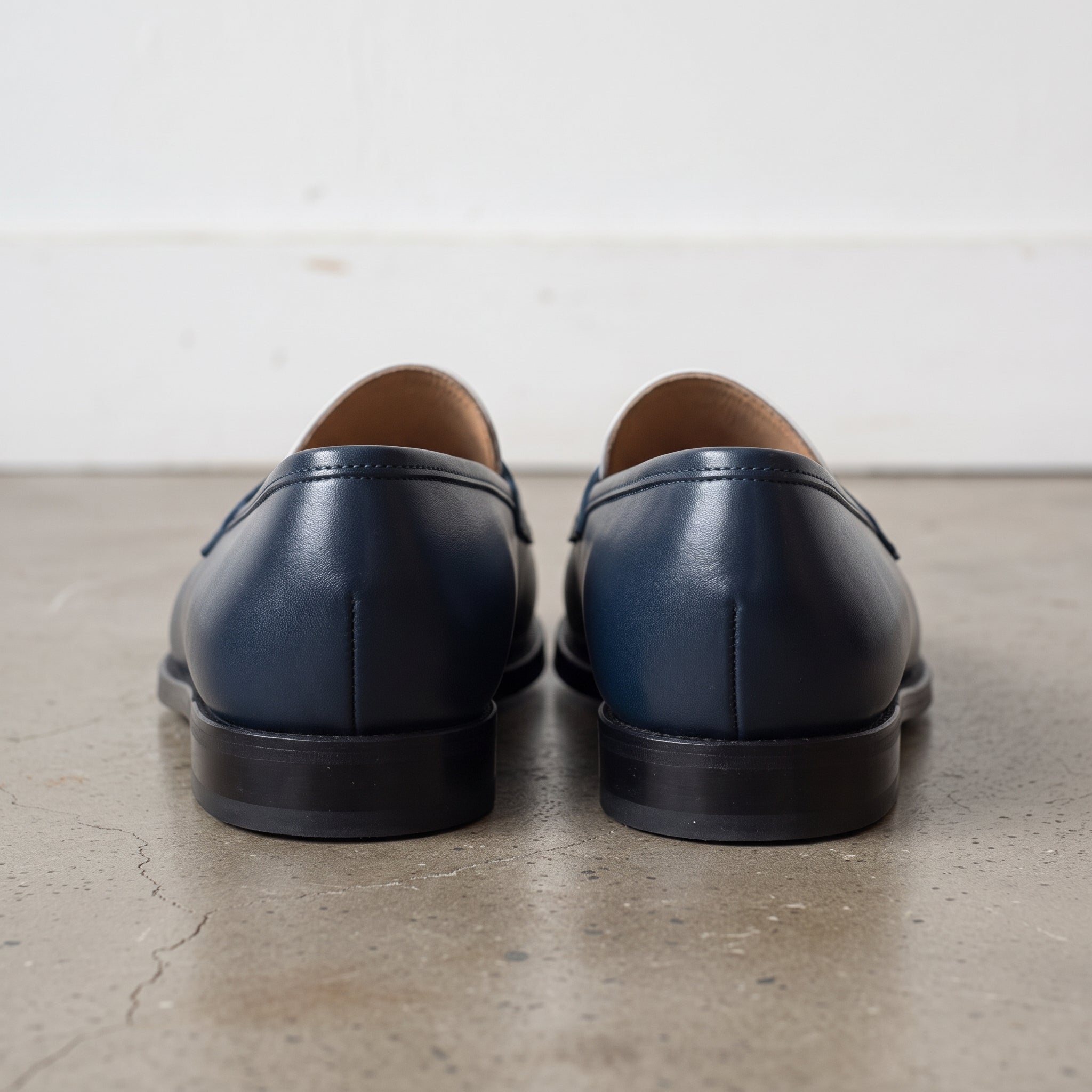 Men's Blue and White Two-Tone Leather Penny Loafers — Dundas