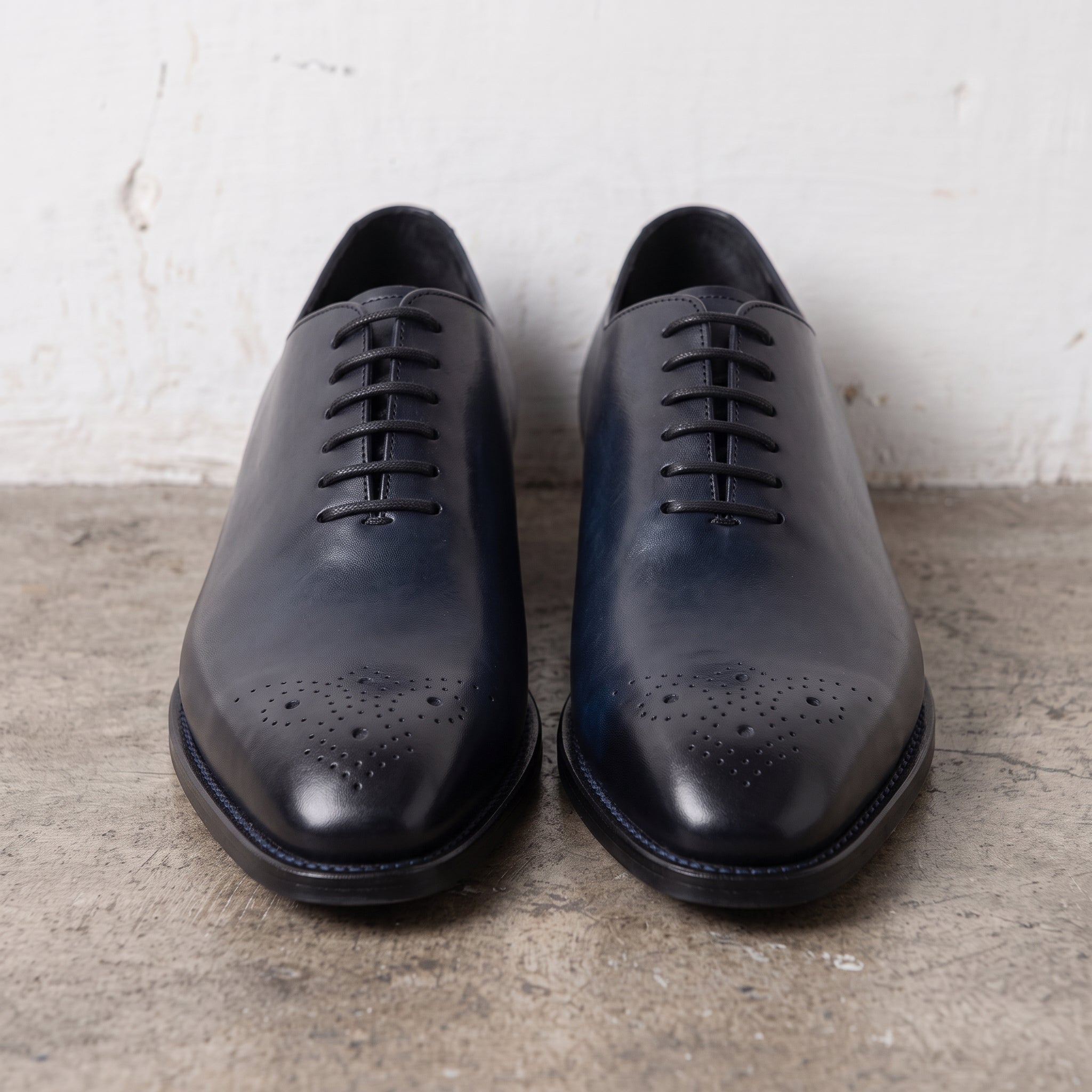 Men's Blue Cap-Toe Leather Oxfords — Hutton
