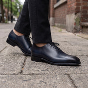 Men's Blue Cap-Toe Leather Oxfords — Hutton