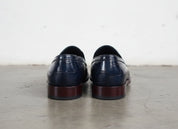 Mens Blue Crocodile Dress shoes, Men blue Alligators patterned shoes - back-view