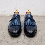 Men's Blue Leather Fringe Loafers — Newark