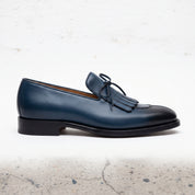Men's Blue Leather Fringe Loafers — Newark