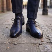 Men's Blue Cap-Toe Leather Oxfords — Garfield