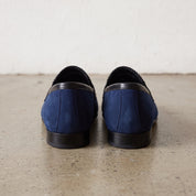 Men's Blue Plain-Toe Suede Penny Loafers — Akenside