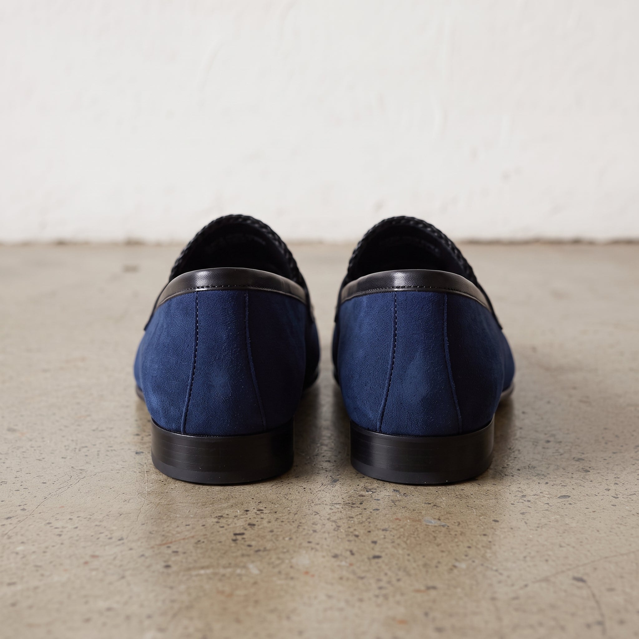 Men's Blue Plain-Toe Suede Penny Loafers — Akenside