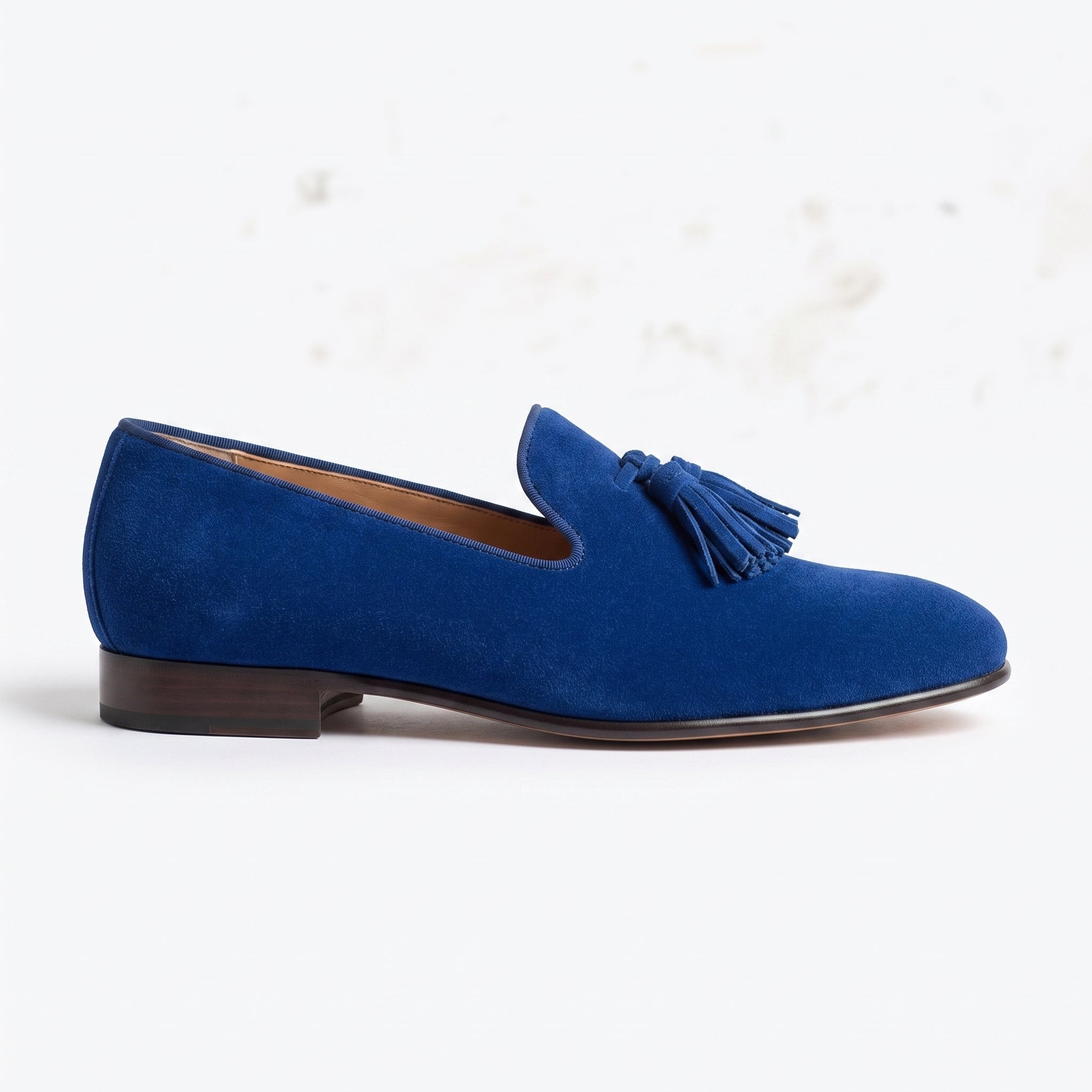 Men's Blue Plain-Toe Suede Tassel Loafers — Beaconsfield