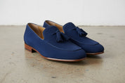 Mens Blue Suede Tassels Shoes Moccasins, Men Casual Suede Leather Shoes