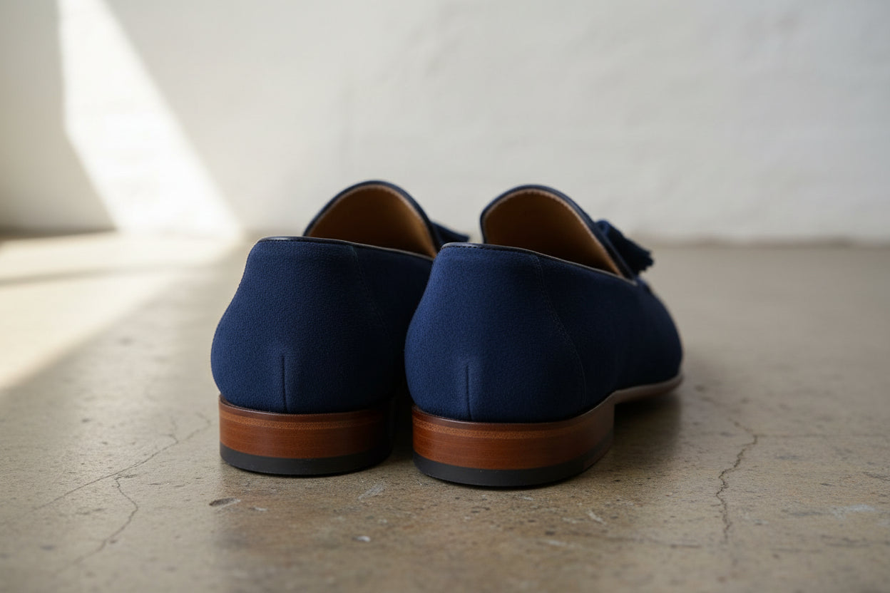 Mens Blue Suede Tassels Shoes Moccasins, Men Casual Suede Leather Shoes