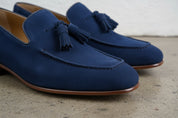 Mens Blue Suede Tassels Shoes Moccasins, Men Casual Suede Leather Shoes