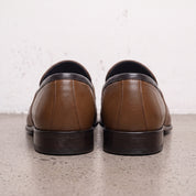 Men's Brown and Black Apron-Toe Leather Penny Loafers — Cheltenham