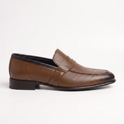 Men's Brown and Black Apron-Toe Leather Penny Loafers — Cheltenham