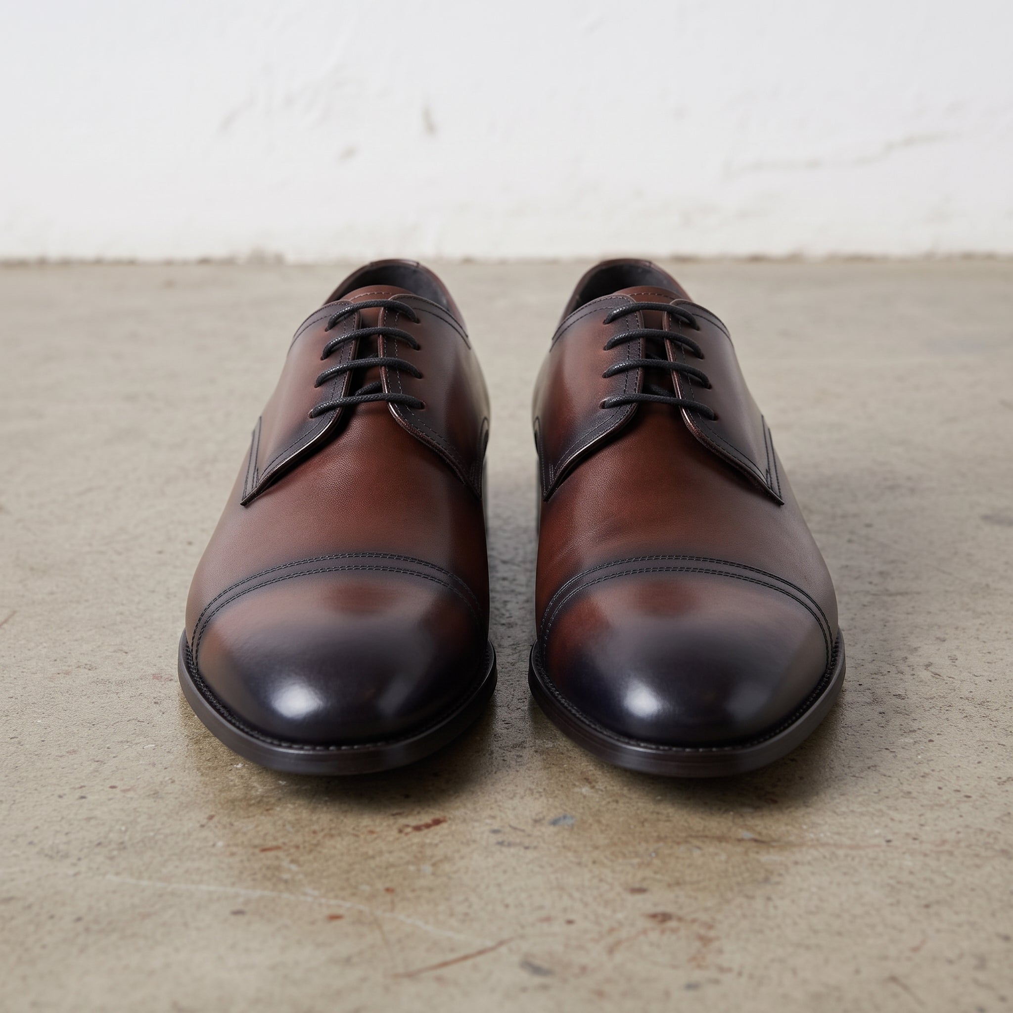 Men's Brown and Black Cap-Toe Leather Derbys — Branscombe