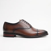 Men's Brown and Black Cap-Toe Leather Oxfords — Heswall
