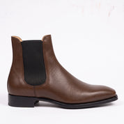 Men's Brown and Black Plain-Toe Leather Chelsea Boots — Clawton