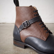 Men's Brown and Black Two-Tone Pebbled Leather Jodhpur Boots — Alston