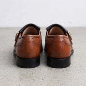 Men's Brown and Black Two-Tone Wingtip Leather Monk Strap Shoes — Maxwell