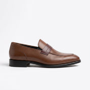 Men's Brown and Burgundy Two-Tone Leather Penny Loafers — Dunsworth