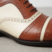 Men's Brown and Cream Leather Spectator Oxfords — Hensley