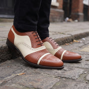 Men's Brown and Cream Leather Spectator Oxfords — Hensley