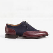 Men's Brown and Dark Blue Burgundy Wingtip Leather Oxfords — Langham