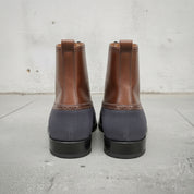 Men's Brown and Dark Blue Cap-Toe Leather Ankle Boots — Streatham