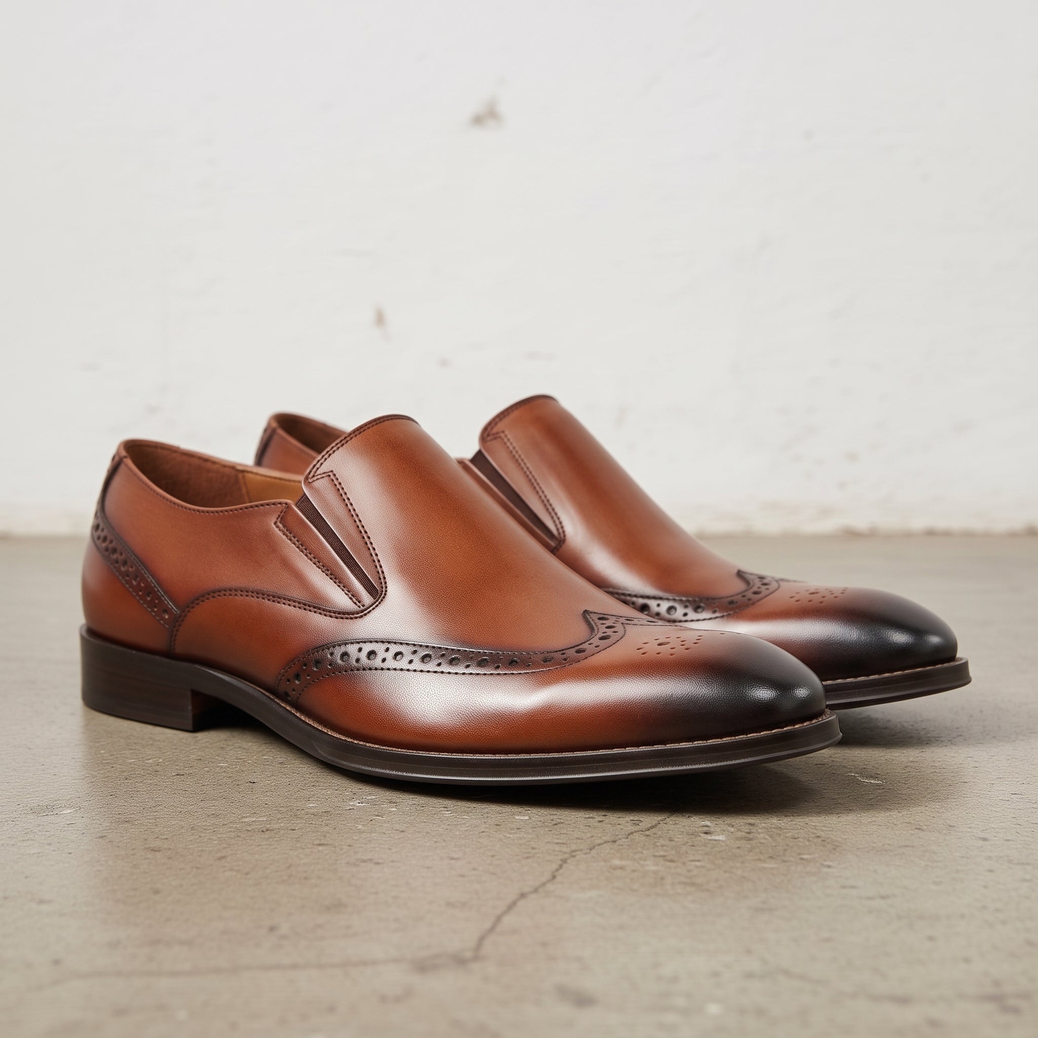 Men's Brown and Dark Brown Leather Loafers — Bethersden