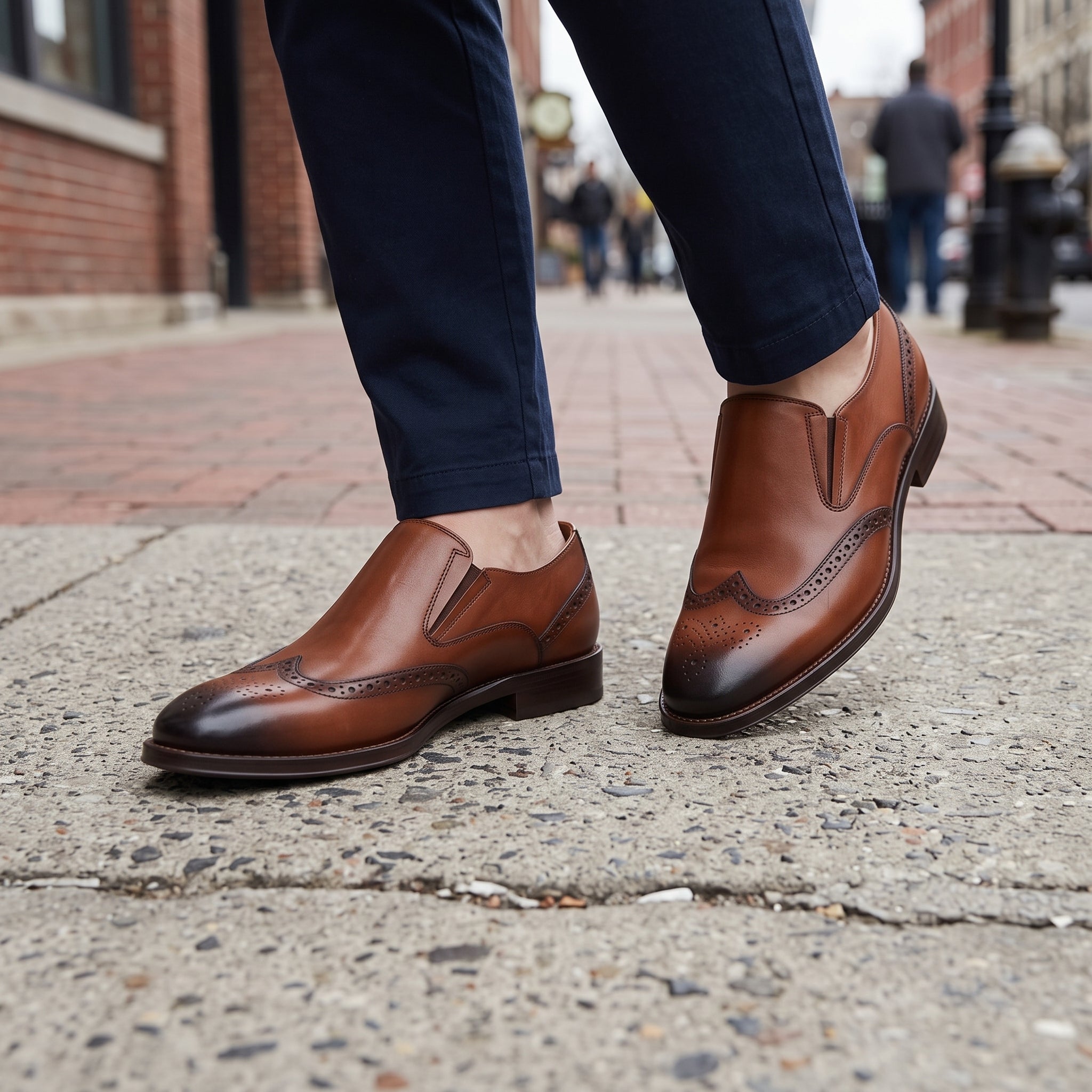 Men's Brown and Dark Brown Leather Loafers — Bethersden
