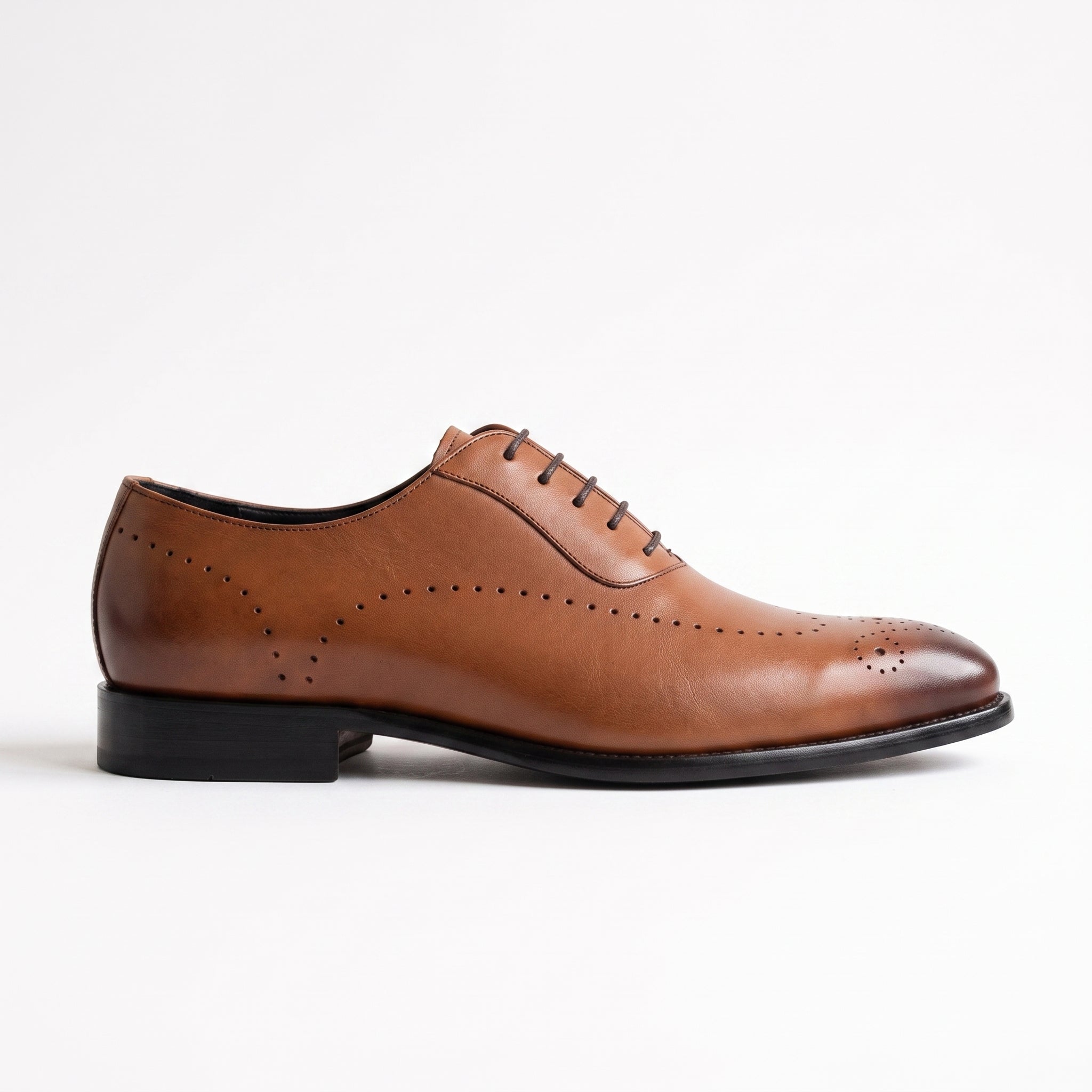 Men's Brown and Dark Brown Wingtip Cap-Toe Leather Oxfords — Duggan