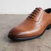 Men's Brown and Dark Brown Wingtip Cap-Toe Leather Oxfords — Duggan