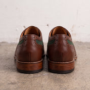 Men's Brown and Green Wingtip Leather Derby Brogues — Acreholme