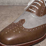 Men's Brown and Grey Two-Tone Wingtip Leather Spectator Oxfords — Edgeley