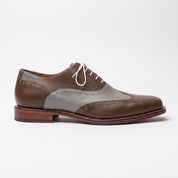 Men's Brown and Grey Two-Tone Wingtip Leather Spectator Oxfords — Edgeley