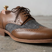 Men's Brown and Dark Grey Wingtip Leather Spectator Derbys — Primrose
