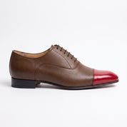 Men's Brown and Red Cap-Toe Leather Oxfords — Kenley