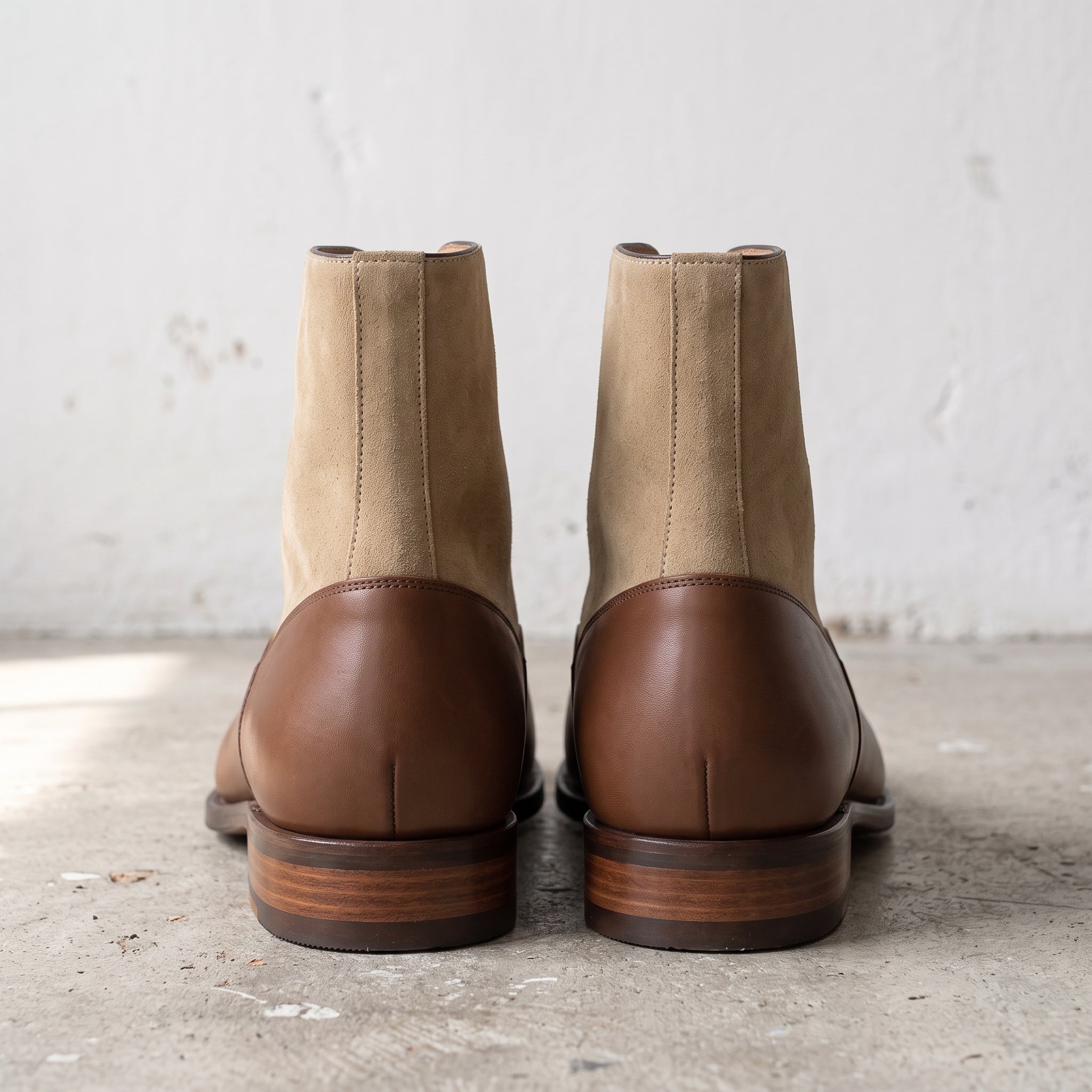 Men's Brown and Tan Cap-Toe Leather Lace-Up Boots — Beeton
